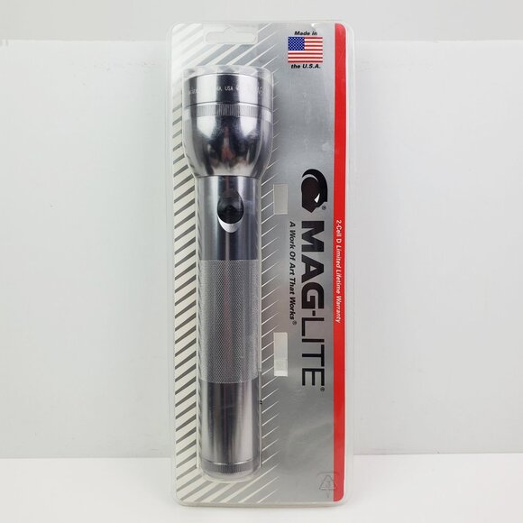 Maglite Vintage Flashlight S2D096 USA Gray 2-Cell D 10" NOS Sealed - Picture 1 of 12